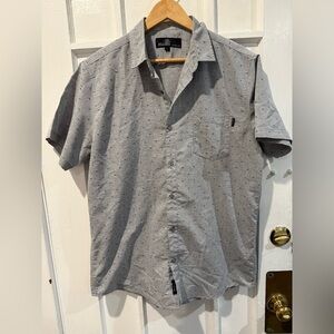 Men's Gray Patterned Short Sleeve Shirt